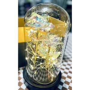 Gorgeous Glass Rose Flower Gift for Women Light-Up Forever Rose Glass Case